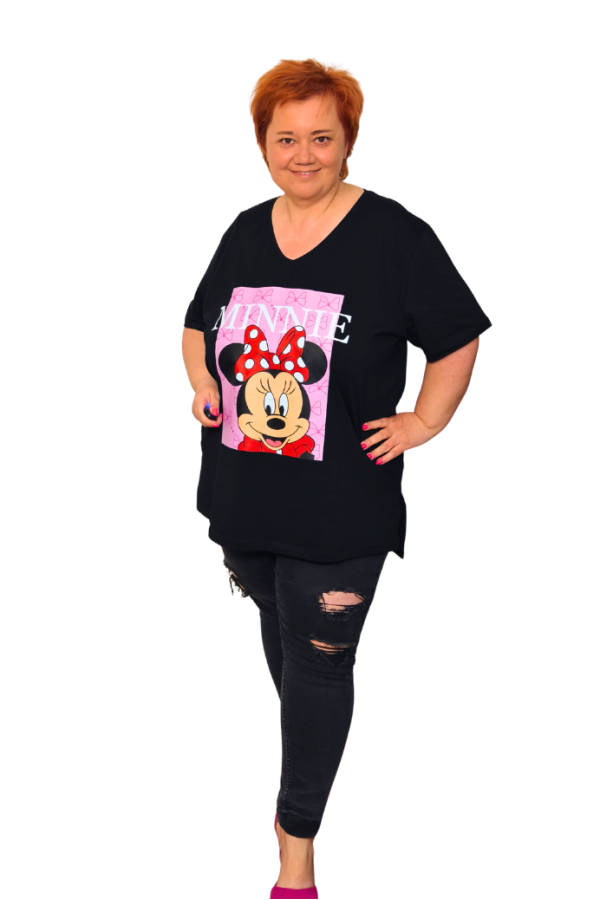 Plus size tričko s potlačou Minie - čierne, biele, žlté